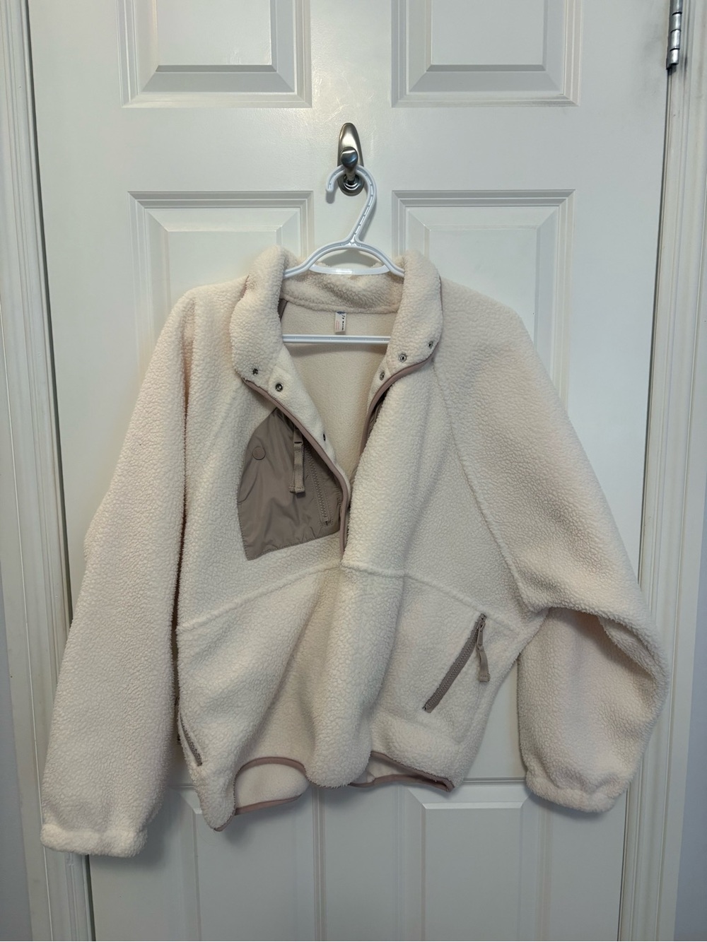 FP Movement by Free People Cream Sherpa Half-Zip Jacket